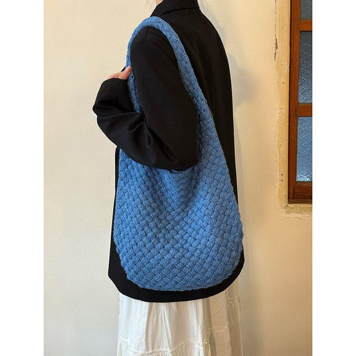 Soft women’s knitted tote bag – textured cross-border trend, knitted, everyday wear