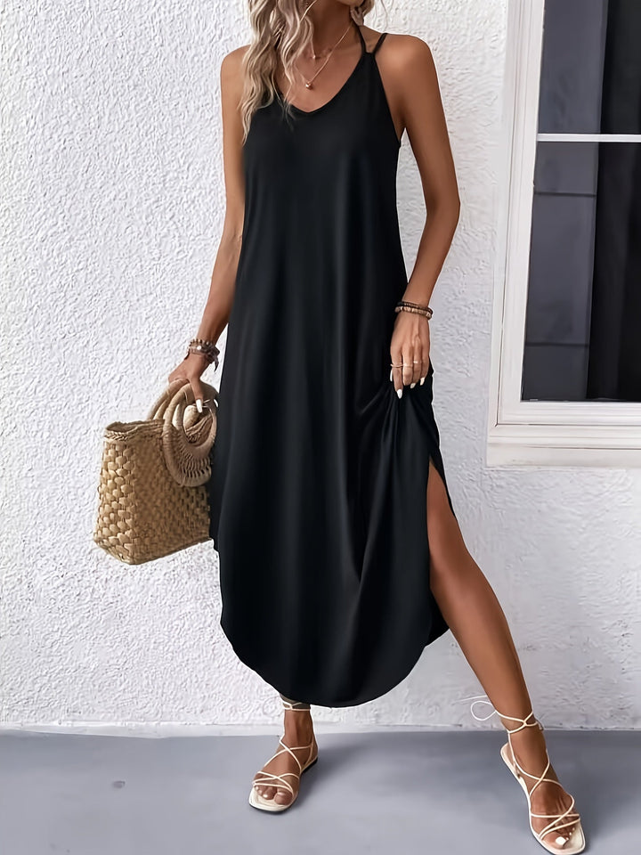 Lightweight Summer Cami Dress for Women, V-Neck Loose Fit, Breathable Fabric, Available in Multiple colors