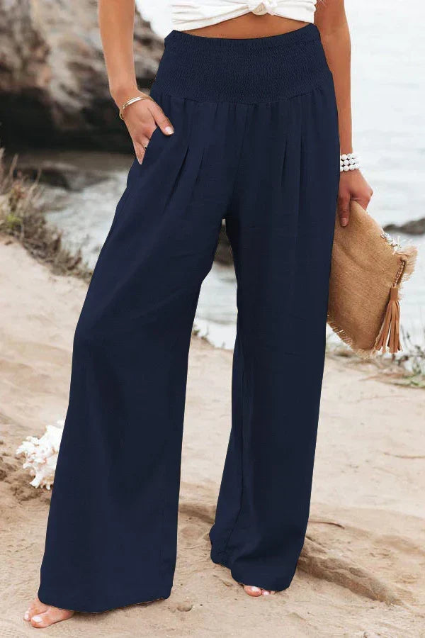 High Waist Wide Leg Linen Pants for Women, Lightweight Palazzo Pants, Elegant and Versatile Fashion