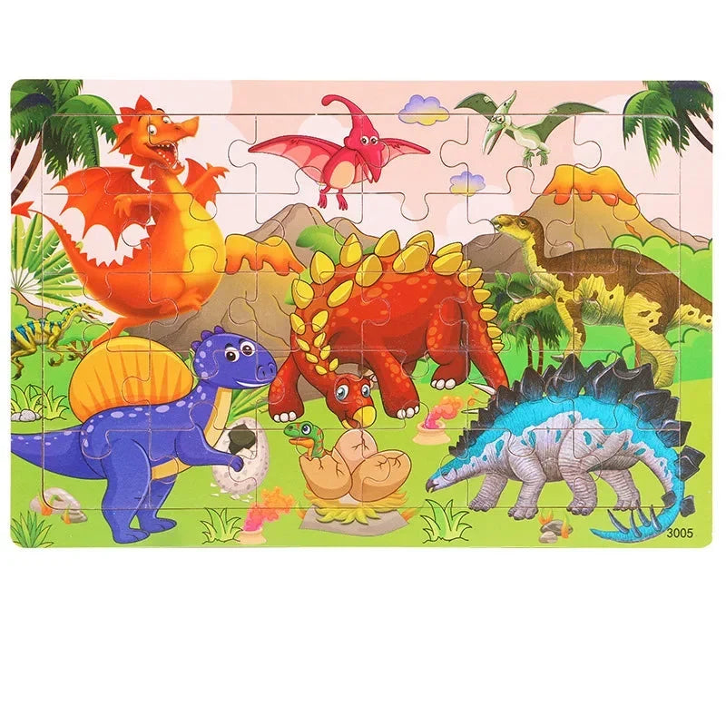 Logic Thinking Wooden Puzzle Jigsaw for Kids - Animal Vehicle Educational Gift