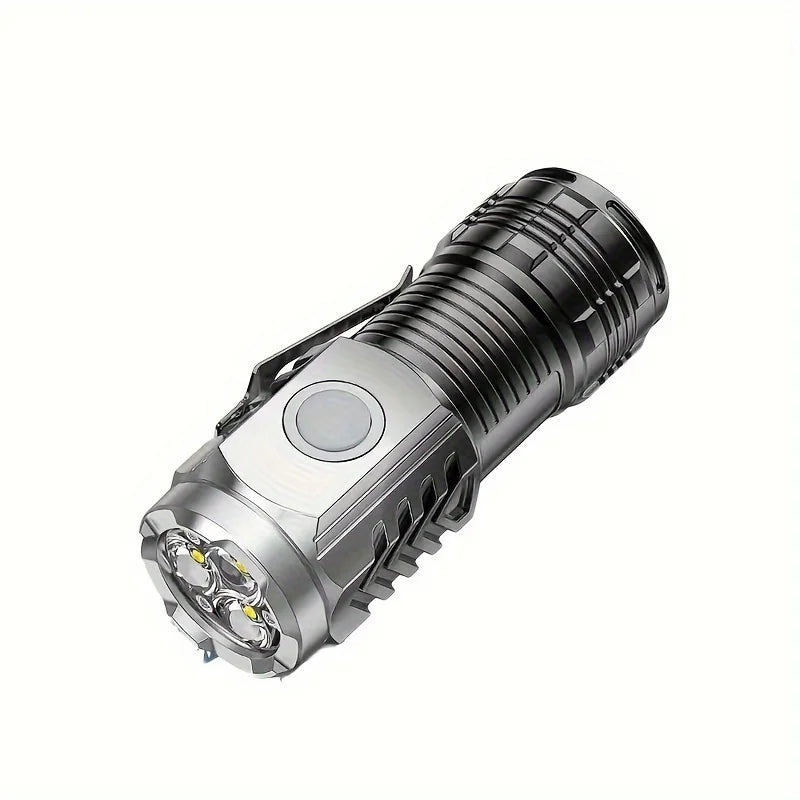 Tactical LED Mini Flashlight - USB Rechargeable 5 Modes Work Light for Hiking, Camping, Car Repair, Portable Torch with Clip &amp; Magnet