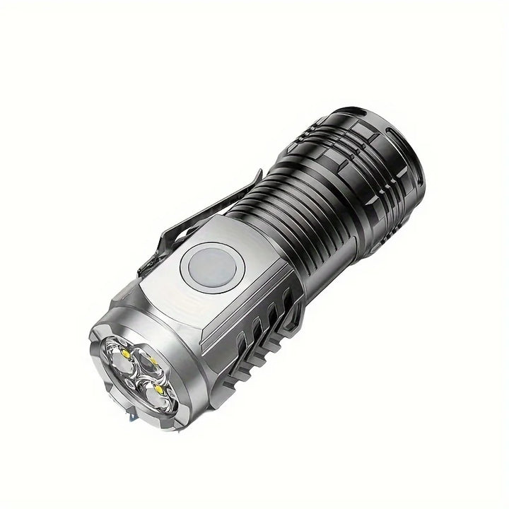 Tactical LED Mini Flashlight - USB Rechargeable 5 Modes Work Light for Hiking, Camping, Car Repair, Portable Torch with Clip &amp; Magnet