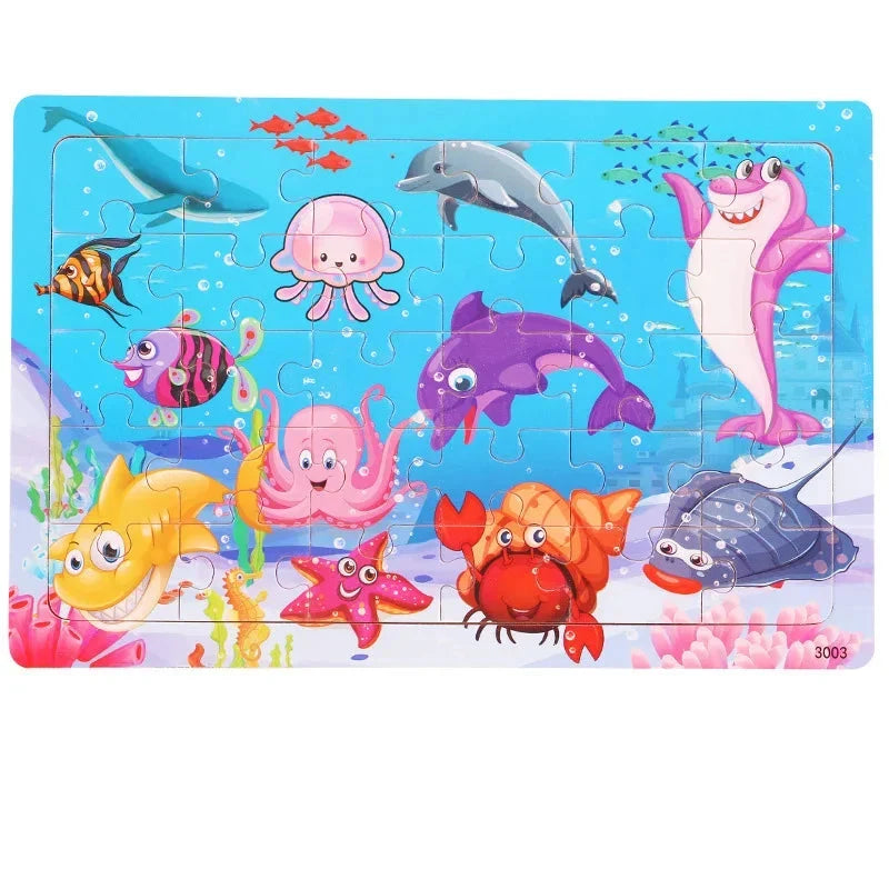 Logic Thinking Wooden Puzzle Jigsaw for Kids - Animal Vehicle Educational Gift