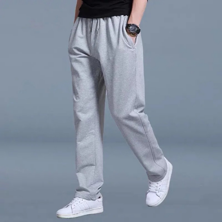 Light Summer Jogging Pants for Men, Comfortable Wide Leg SweatPants with Adjustable Waistband, Cotton Training Joggers