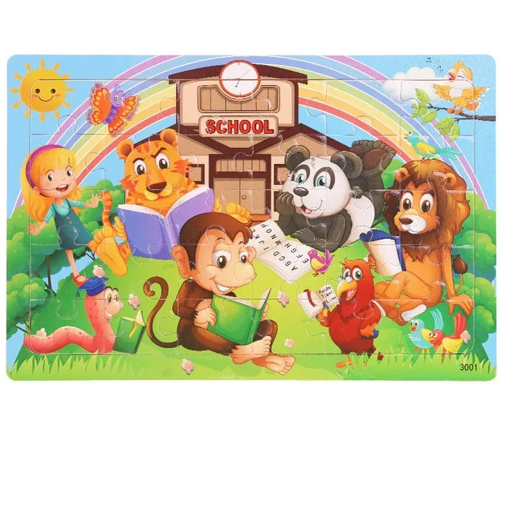 Logic Thinking Wooden Puzzle Jigsaw for Kids - Animal Vehicle Educational Gift
