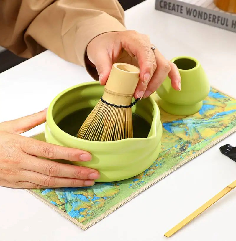 Matcha Set Ceramic Bowl With Bamboo Whisk Traditional