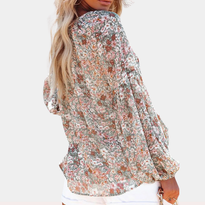 Floral Print Blouse for Women, Lightweight Summer Top, Plus Size Casual Loose Fit in Green, Purple, Pink