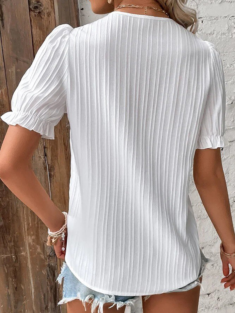 Breathable women’s blouse – elegant V-neckline, lightweight lace material, for special occasions