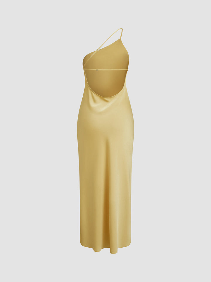 Elegant Backless Satin Floral Maxi Dress for Women with Open Shoulders and Long Skirt, Perfect for Special Occasions