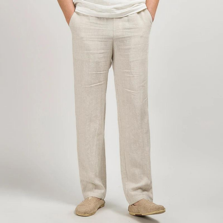Linen Relaxed Pants for Men and Women, Breathable Flax Cotton Blend, Lightweight Casual and Formal Wear