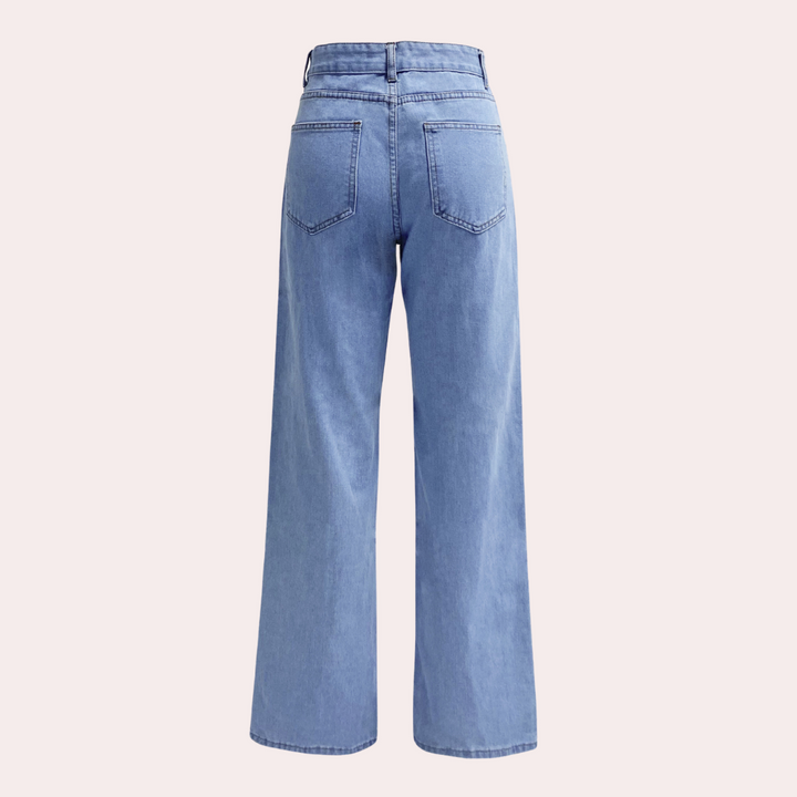 Breathable women’s baggy jeans – high-waisted, stretchy denim, for daily wear