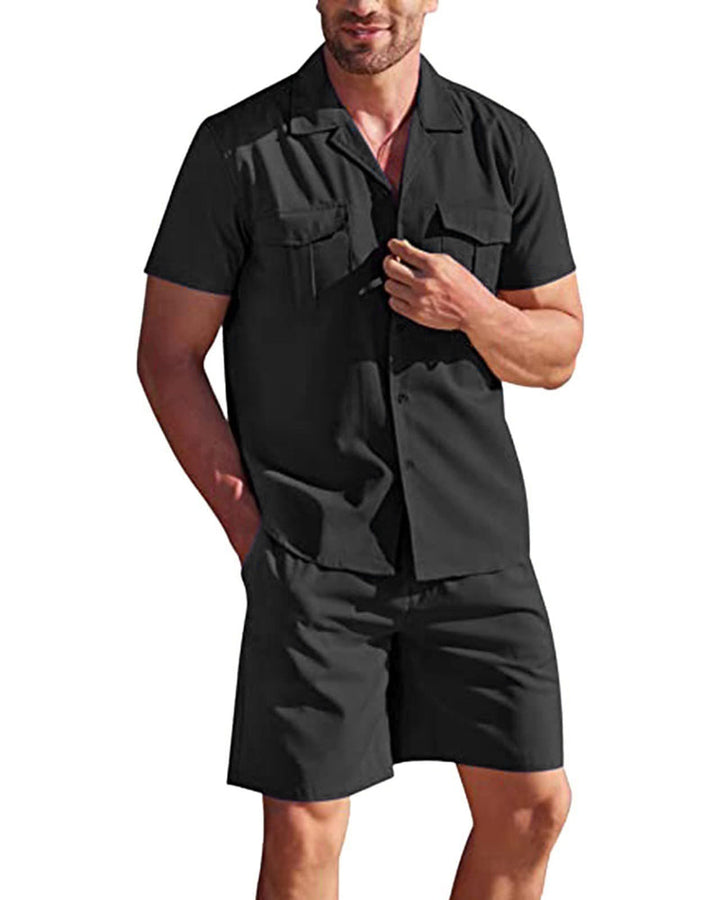 Breathable men’s polo set – short-sleeve shirt and shorts, cotton, for everyday wear