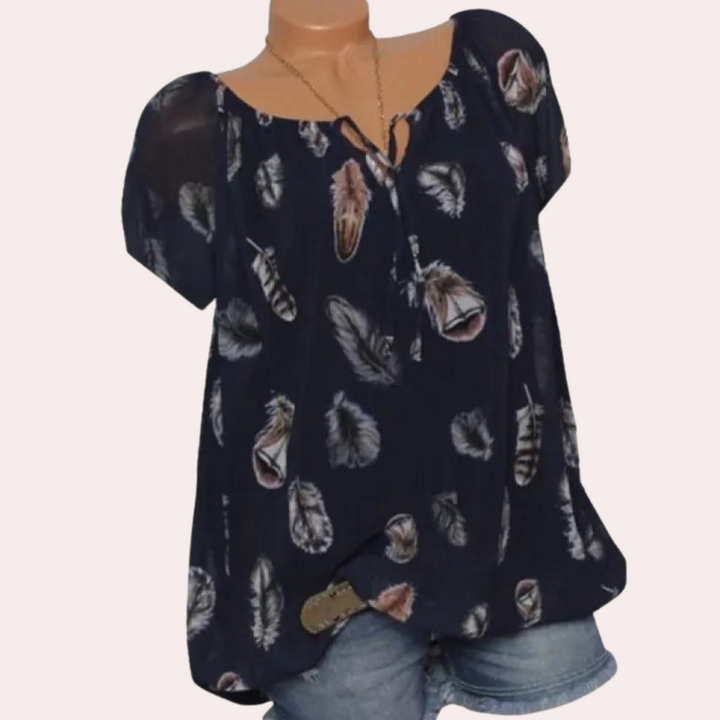 Breathable women’s blouse – relaxed V-neck, cotton, for summer outings