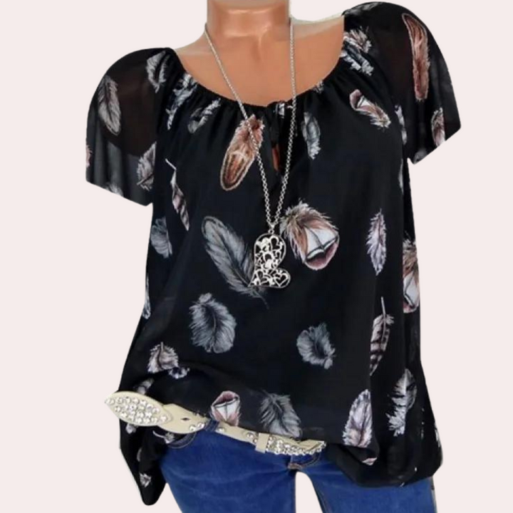 Breathable women’s blouse – relaxed V-neck, cotton, for summer outings