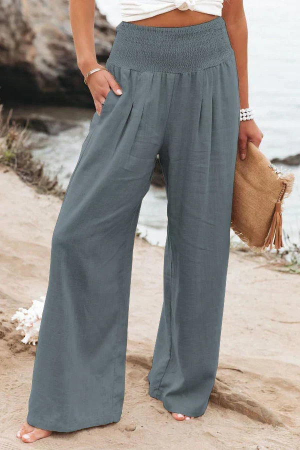 High Waist Wide Leg Linen Pants for Women, Lightweight Palazzo Pants, Elegant and Versatile Fashion