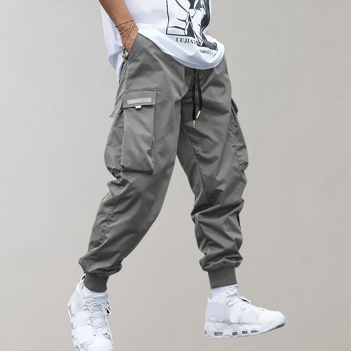Relaxed Fit Black Cargo Pants for Men, Breathable and Flexible Casual Pants with Functional Pockets