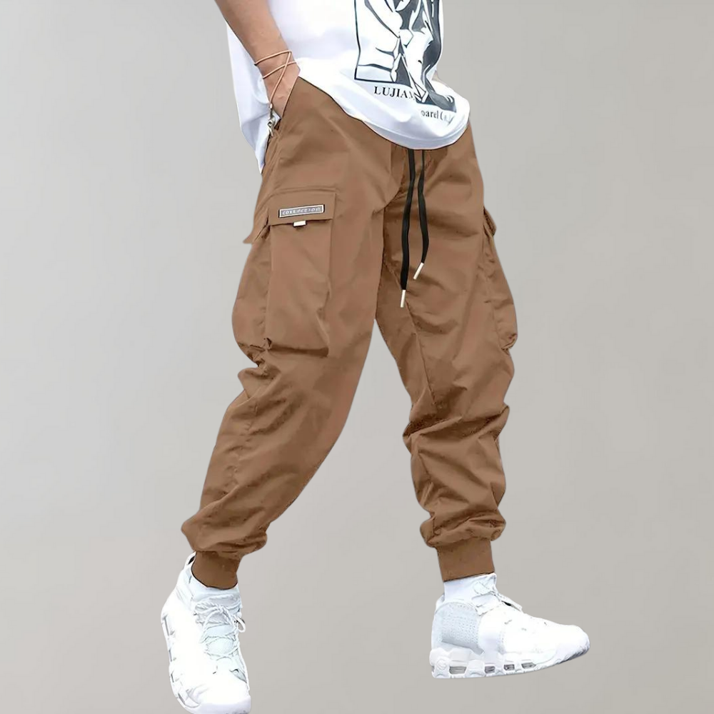 Relaxed Fit Black Cargo Pants for Men, Breathable and Flexible Casual Pants with Functional Pockets