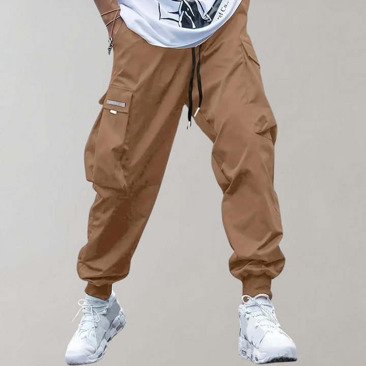 Relaxed Fit Black Cargo Pants for Men, Breathable and Flexible Casual Pants with Functional Pockets