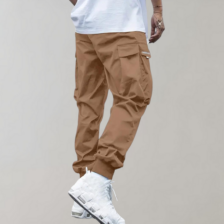 Relaxed Fit Black Cargo Pants for Men, Breathable and Flexible Casual Pants with Functional Pockets