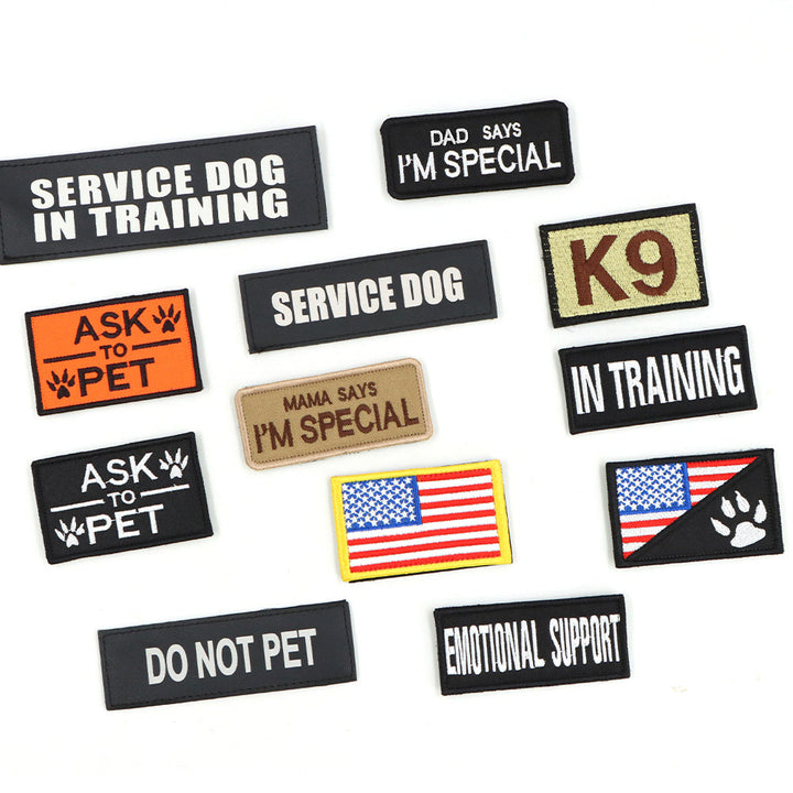 Dog Harness Patches Set 12 Hook And Loop Patches For Harnesses Do Not Pet Service In Training USA Flag Fall 2025 Gift