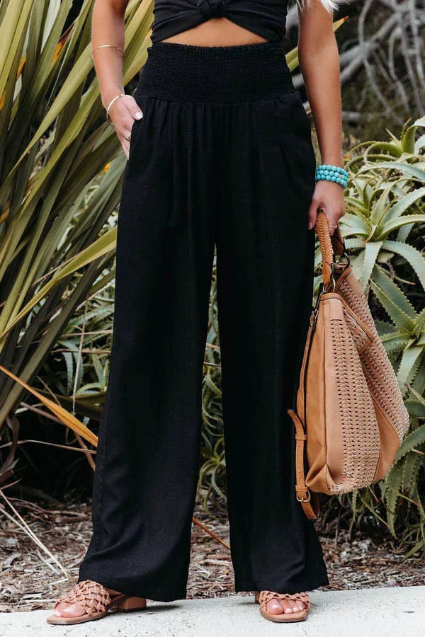 High Waist Wide Leg Linen Pants for Women, Lightweight Palazzo Pants, Elegant and Versatile Fashion