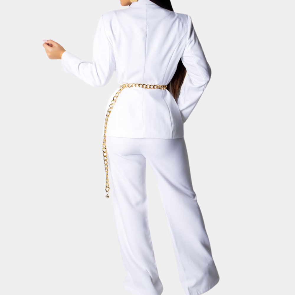 Lightweight women’s blazer set – long sleeve with tie waist, blended fabric, for special occasions