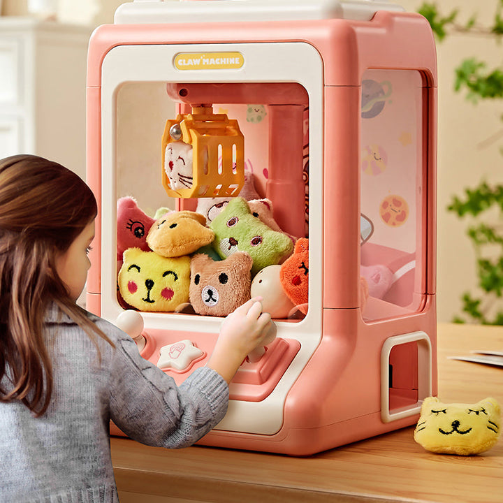 Mini Claw Crane Toy Machine for Kids - Coin Operated Plush Grabber Game with Lights &amp; Music