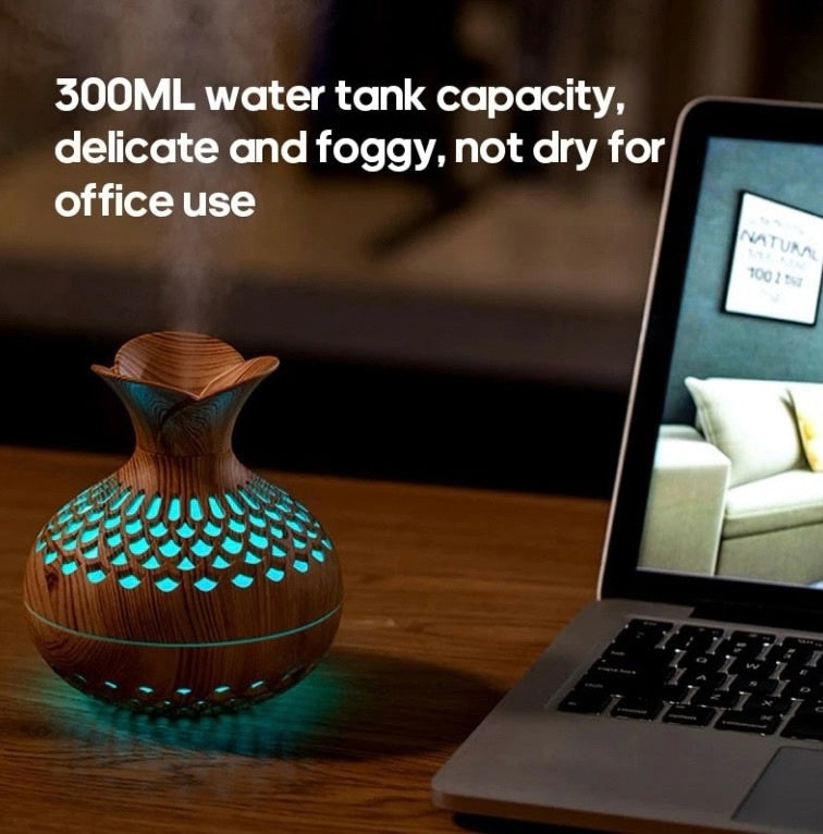 Wood Grain Humidifier 300ml USB Aroma Diffuser for Home Use