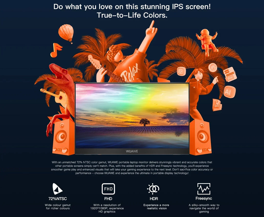 15.6 Inch Portable Monitor USB C HDMI HDR Travel Screen