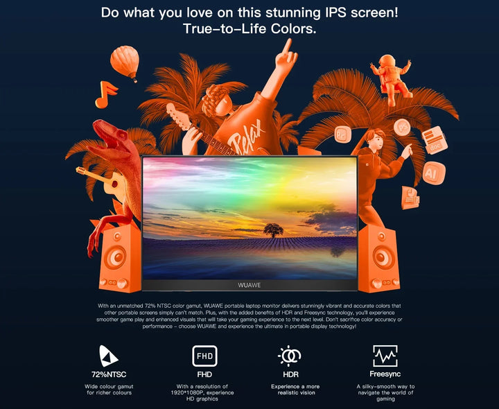 15.6 Inch Portable Monitor USB C HDMI HDR Travel Screen