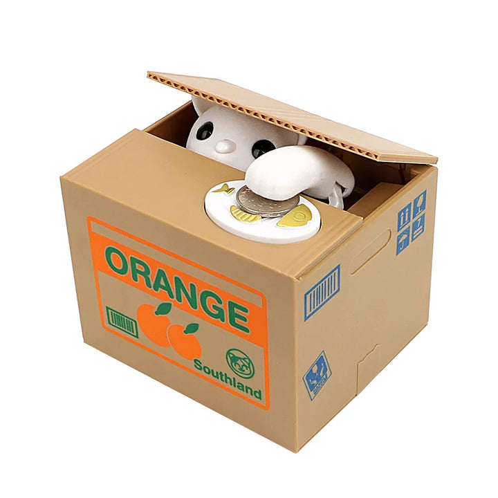 Automated Cat Coin Bank - Plastic Saving Money Box for Kids, Creative Piggy Bank Toy Gift