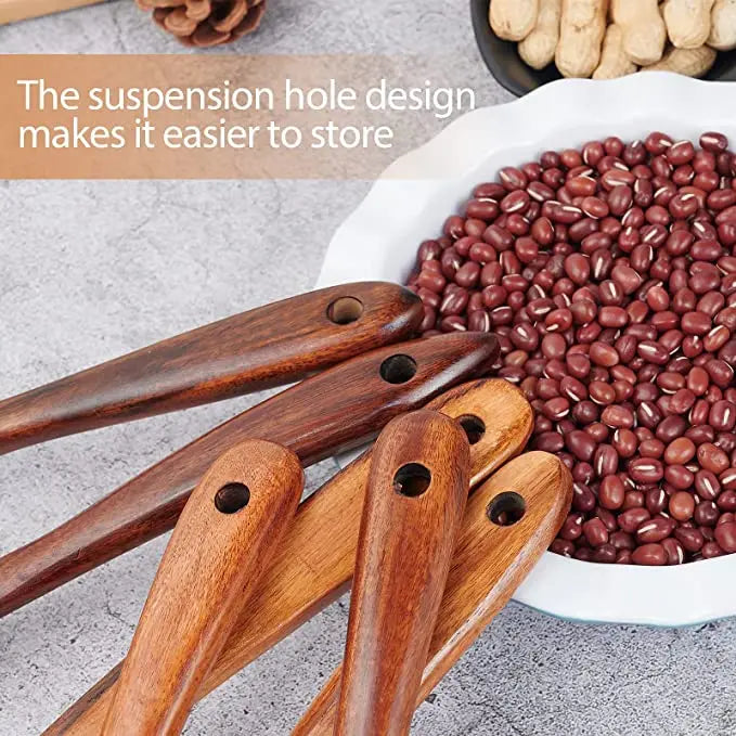 Natural Teak Wooden Kitchen Utensil Set – Eco-Friendly Cooking Spoons Non-Stick Safe 2026