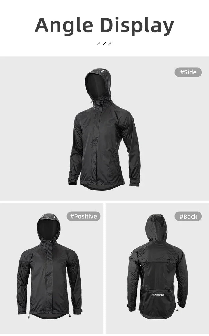 Waterproof Mens Cycling Jacket - Hooded, Nylon, For Rain