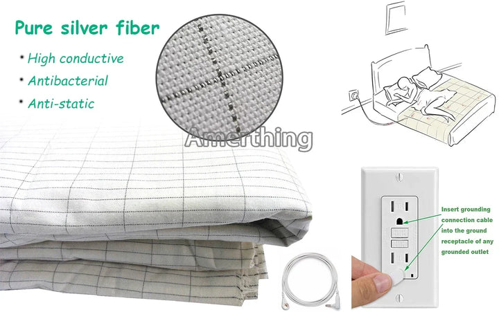 Earthing Fitted Sheet Ten Percent Silver Fiber Grounding