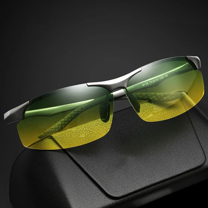 Sunglasses Photochromic Polarized UV400 Rimless Driving Glasses, Day Night Vision, Lightweight Frame VT2173