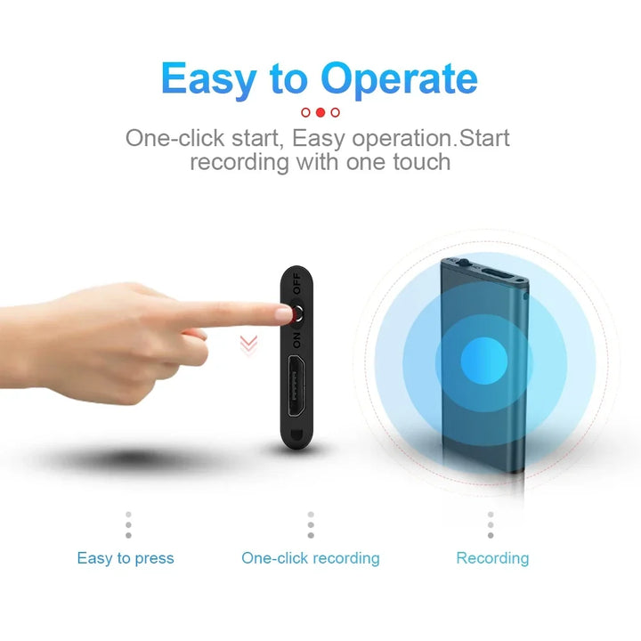 Voice Recorder Ultra Thin Mini Digital Dictaphone Compact