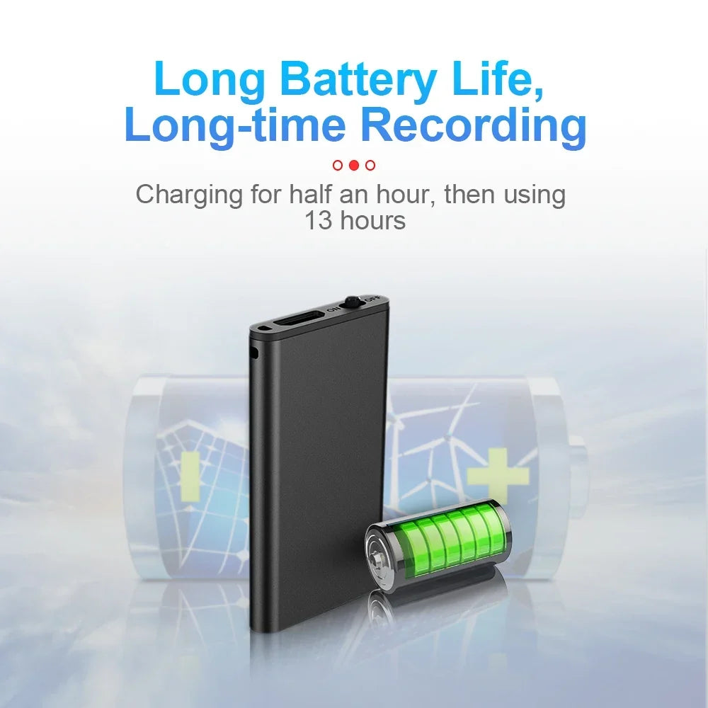 Voice Recorder Ultra Thin Mini Digital Dictaphone Compact