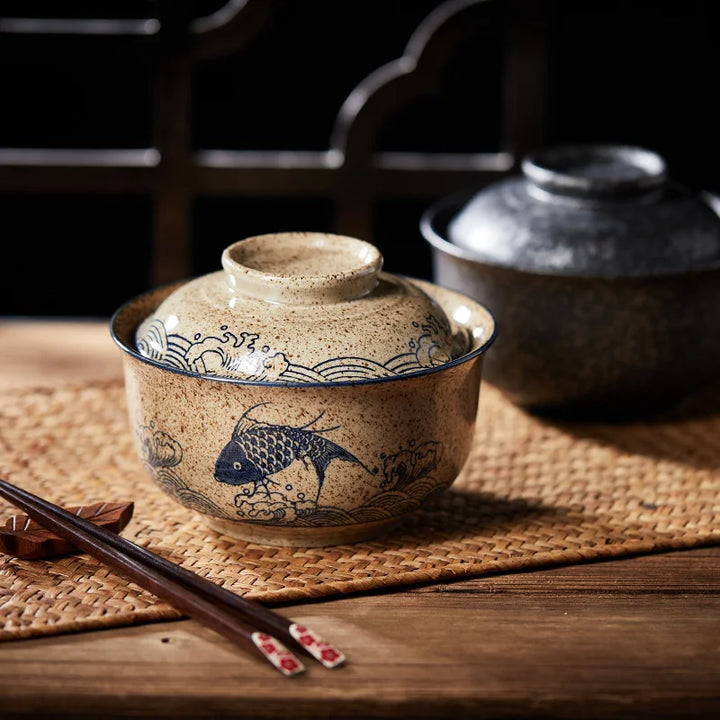 Ramen Bowl Large Ceramic With Lid Retro Fall 2025 Tableware