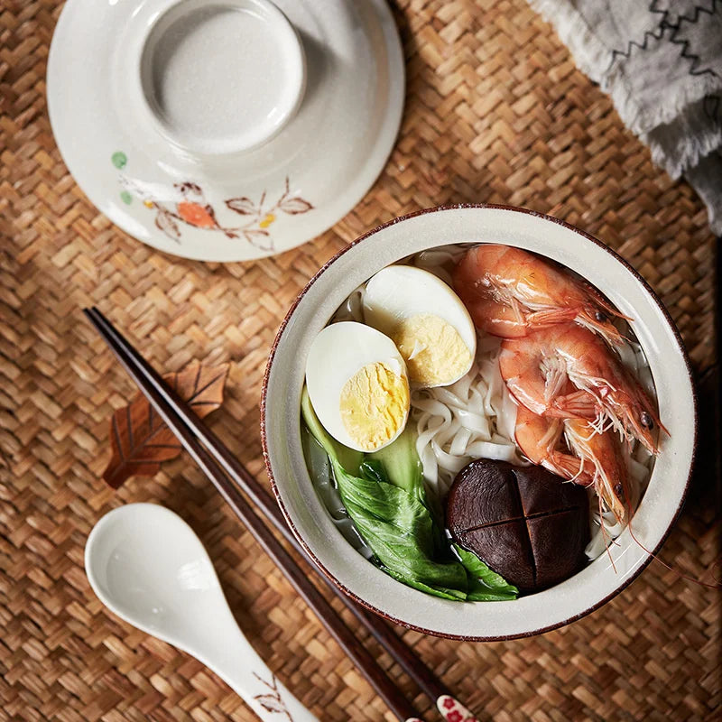 Ramen Bowl Large Ceramic With Lid Retro Fall 2025 Tableware