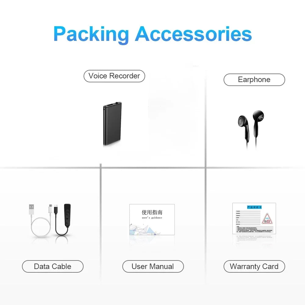Voice Recorder Ultra Thin Mini Digital Dictaphone Compact