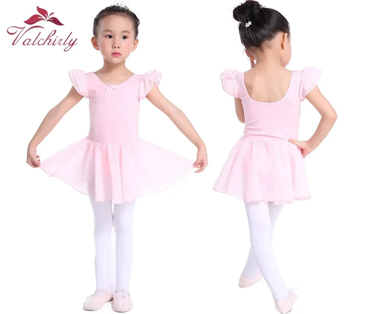 Soft girls ballet leotard with tutu - chiffon skirt, stretch fabric, for dance class