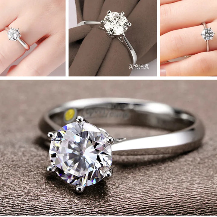 Engagement Ring Sterling Silver Solitaire Ring Austrian Crystal Fall 2026 Timeless Sparkle Gift Idea
