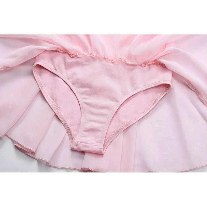 Soft girls ballet leotard with tutu - chiffon skirt, stretch fabric, for dance class