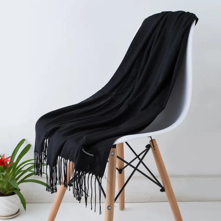 Warm Cozy Women Scarf - Long Fringe, Cashmere, Winter