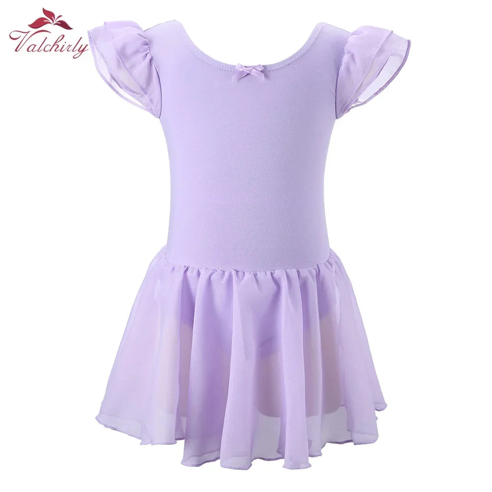 Soft girls ballet leotard with tutu - chiffon skirt, stretch fabric, for dance class