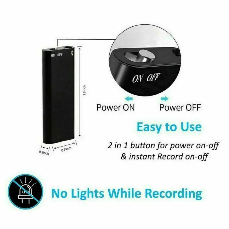 Voice Recorder Ultra Thin Mini Digital Dictaphone Compact