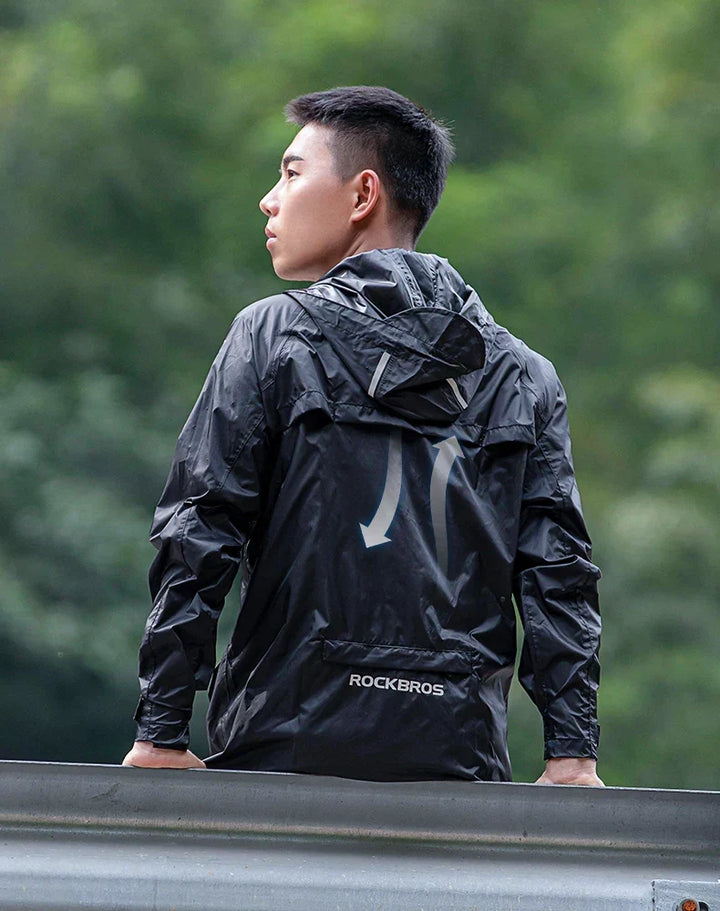 Waterproof Mens Cycling Jacket - Hooded, Nylon, For Rain