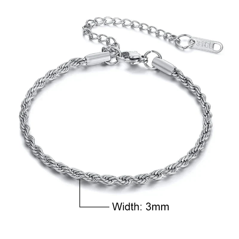 Stainless Steel Rope Chain Bracelet Twisted Singapore