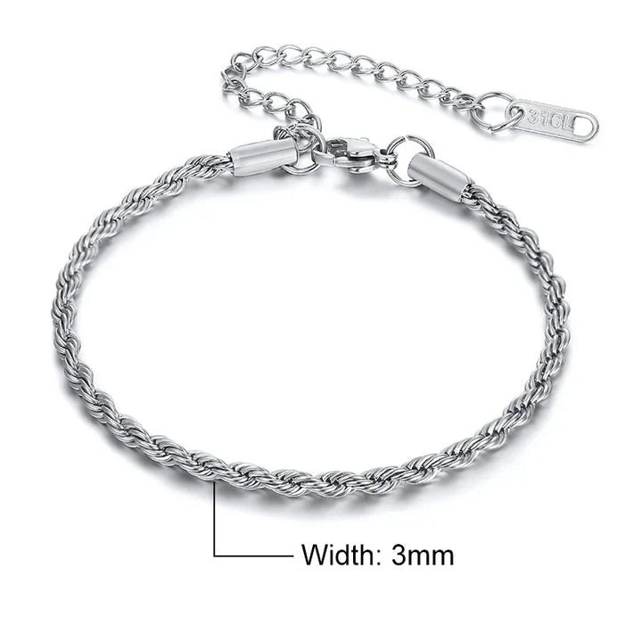 Stainless Steel Rope Chain Bracelet Twisted Singapore
