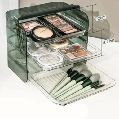 3 Layers Cosmetic Storage Box - Dustproof Makeup Organizer for jewellery, Skin Care, Desktop